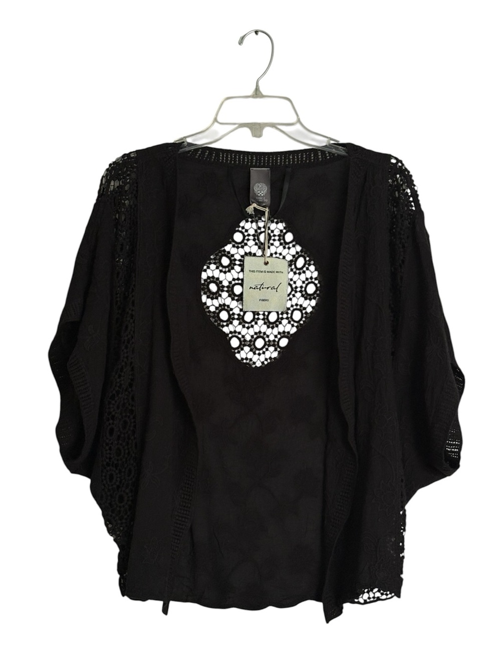 Vince Camuto Embroidered Crochet Open Front Kimono NWT
